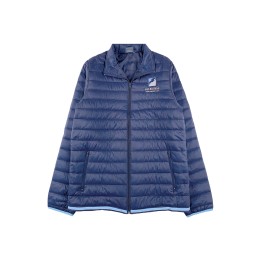 Customized men's long-sleeved down jacket, blue, quilted jacket with turtleneck, contrasting hem, zipper pocket, embroidered LOGO 100% nylon J1028 Customized men's long-sleeved down jacket, blue, quilted jacket with turtleneck, contrasting hem, zipper pocket, embroidered LOGO 100% nylon J1028